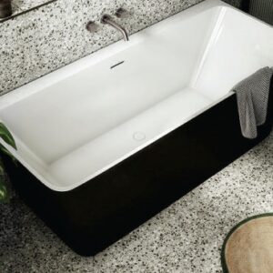BATH TUB FREE STAND RECTANGULAR WHITE/BLACK