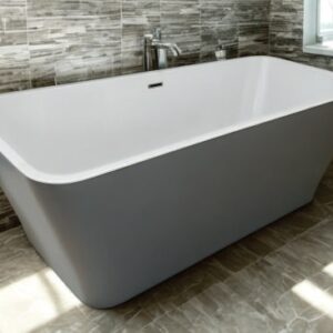 BATH TUB FREE STAND RECTANGULAR WHITE/GREY