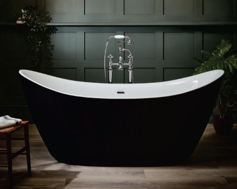 BATH TUB FREE STAND BOAT WHITE/BLACK